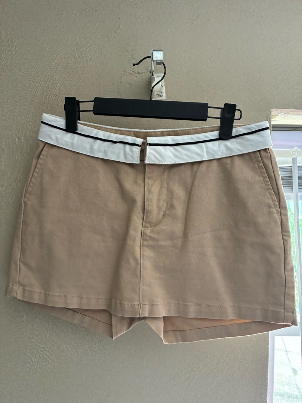 wild fable Beige High-Rise Shorts with White Trim